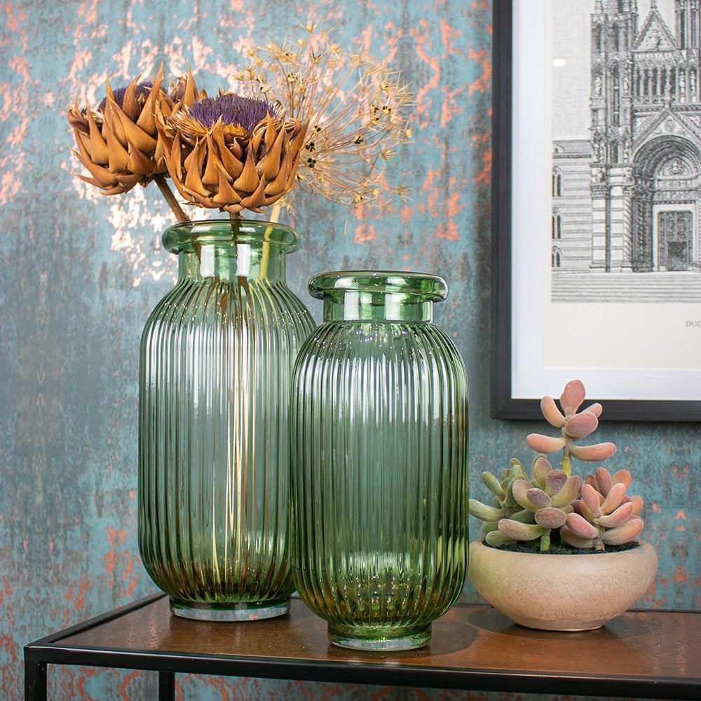 Yarlington XVI Green Ribbed Vase, Large