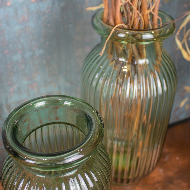 Yarlington XVII Green Ribbed Vase, Small