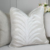 Sanderson Tree Fern Weave Orchid White Cushion with White Piping
