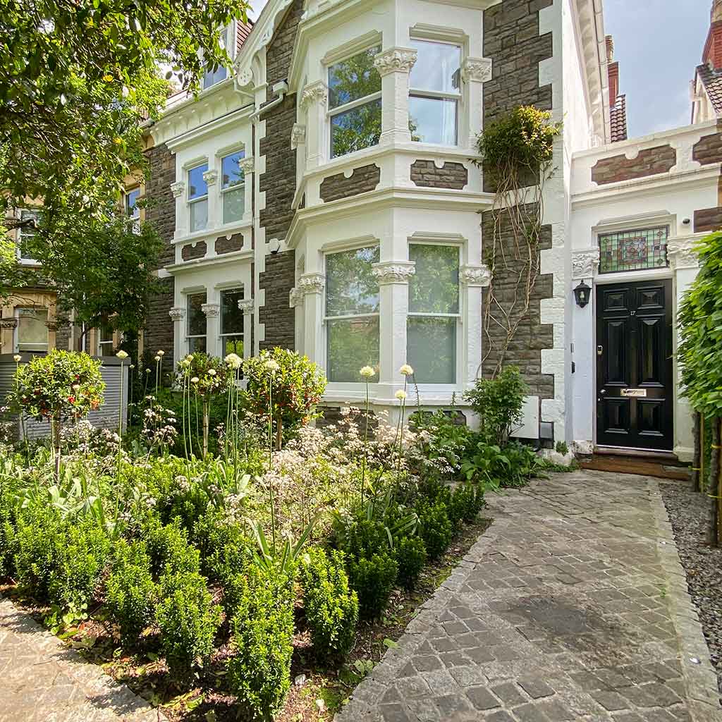 Front elevation of a Victorian home with modest frontage and bay window in Westbury